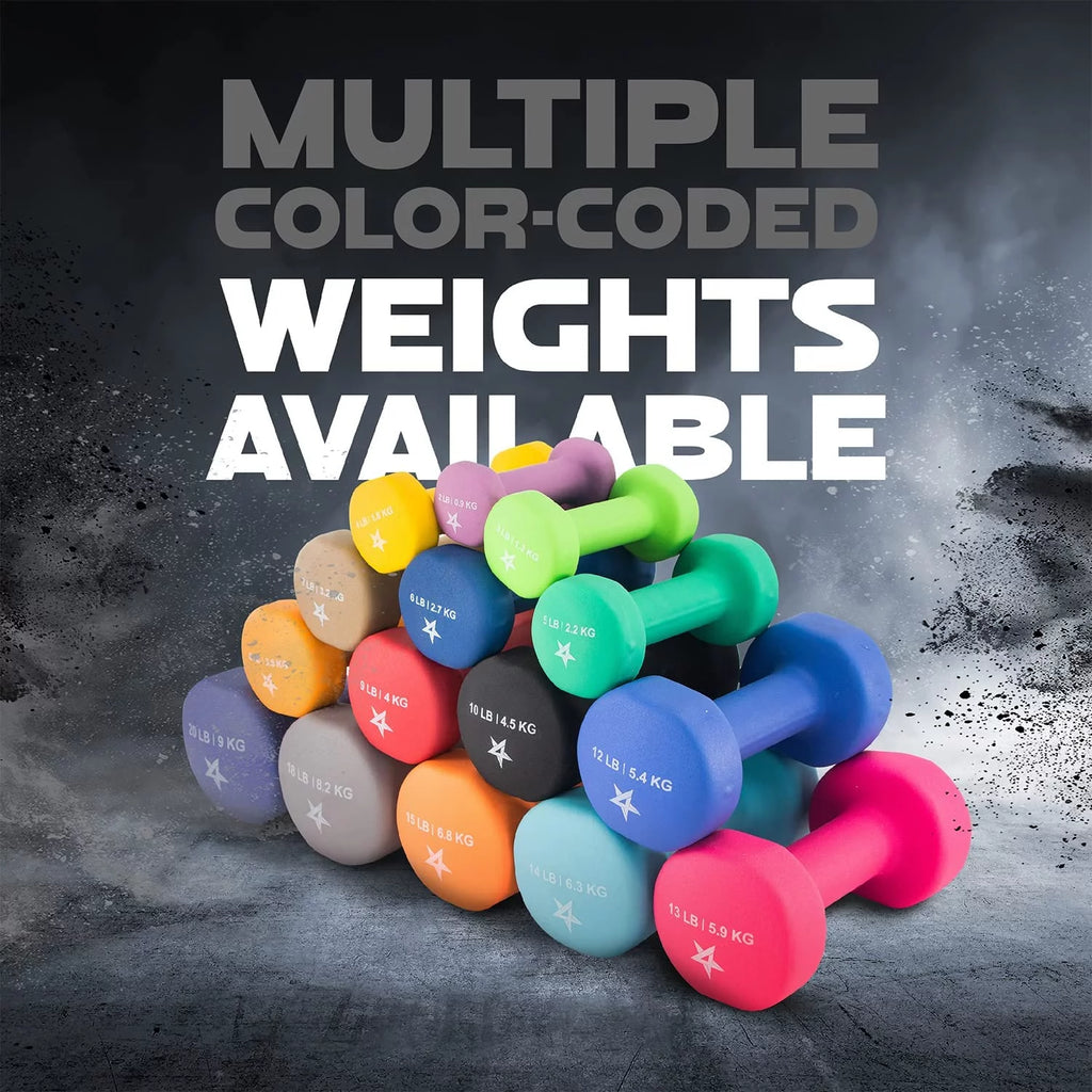 Neoprene Coated Dumbbell for Women, Black, 10 Lb Pair