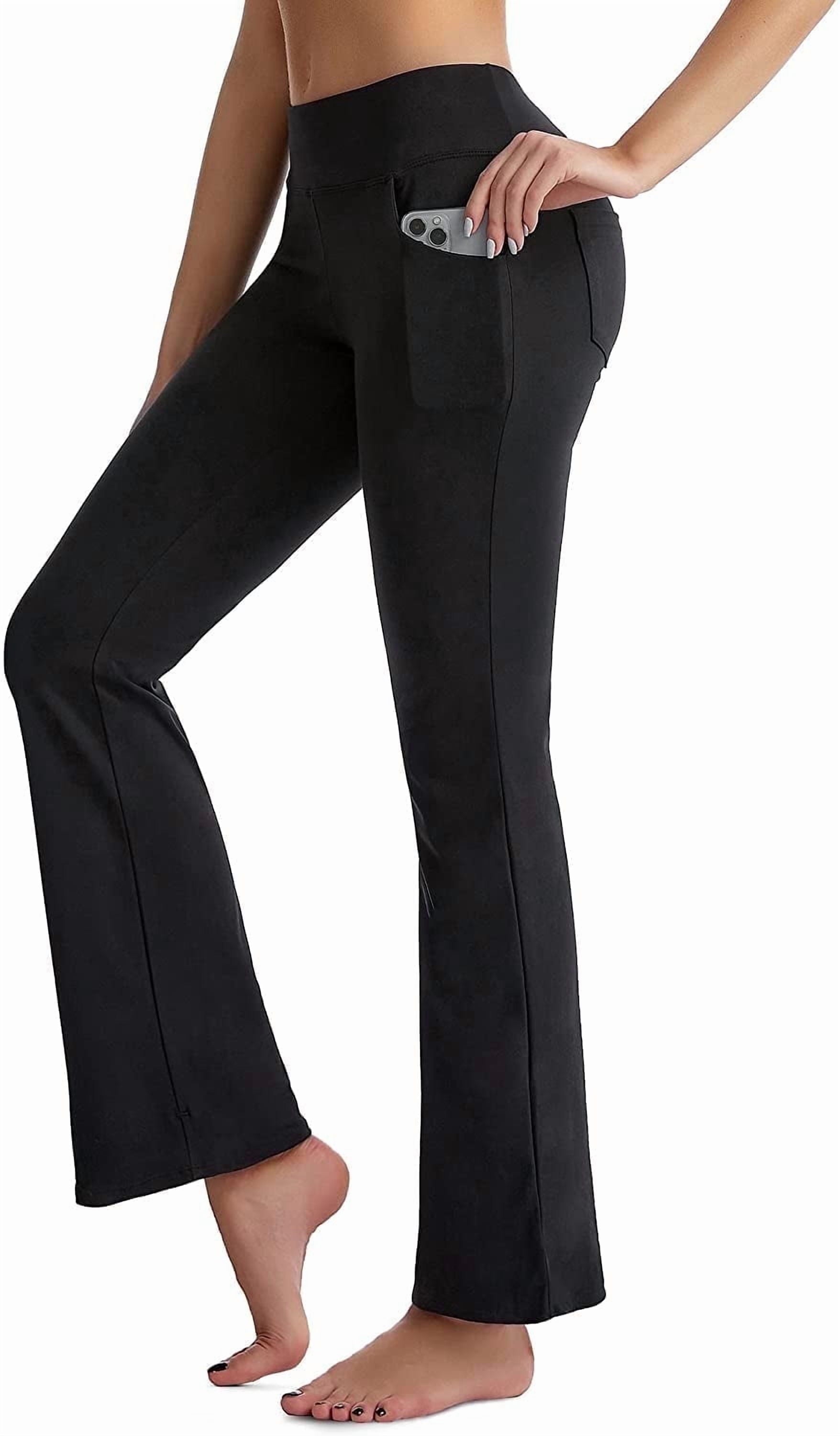 Flare Leggings for Women, Bootcut Yoga Pants with Pockets, Tummy Control Workout Pants Non-See-Through